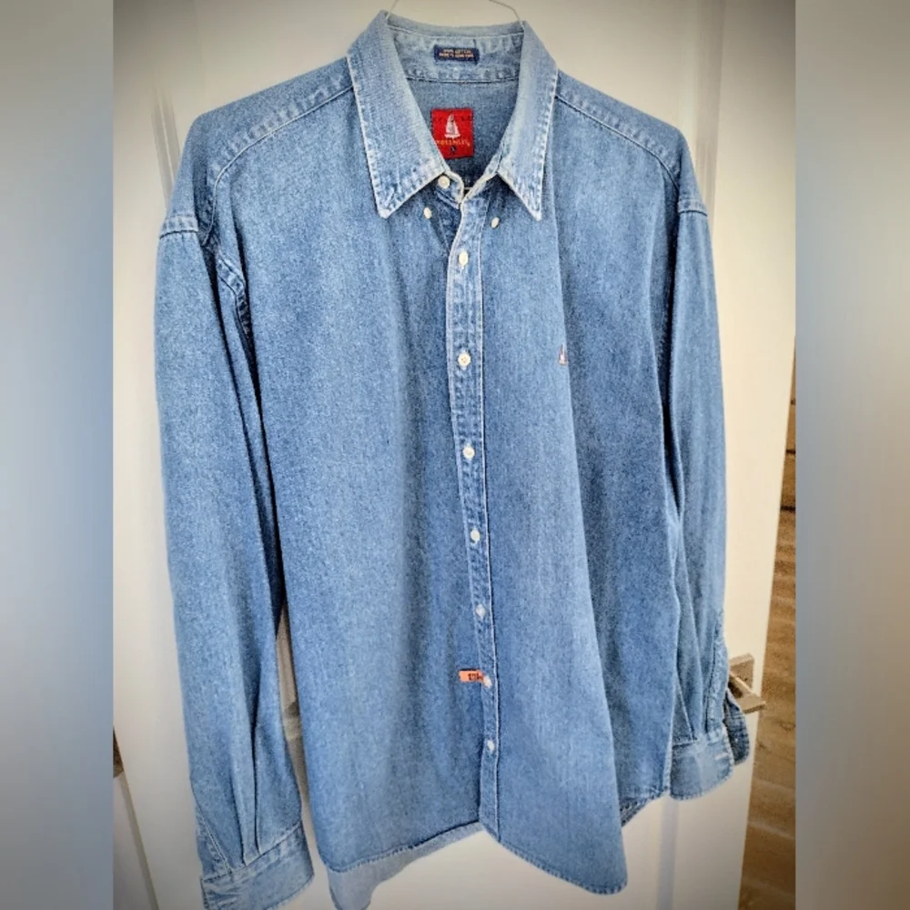 Vintage 90's Norsport Denim Shirt For Men Size Large Tall, Excellent Condition! - Picture 4 of 12